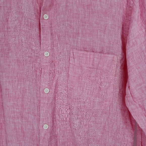 Peter Millar Long Sleeve Button Down Collared Shirt 100% Linen Medium - Picture 2 of 10